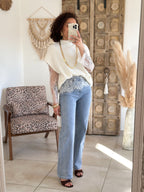 Pull Catia - Ecru manches dentelle