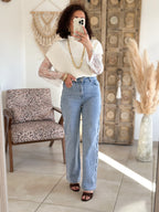 Pull Catia - Ecru manches dentelle