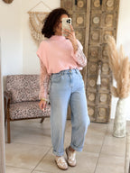 Pull Catia - Rose manches dentelle