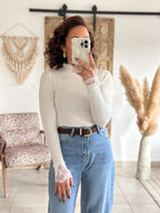Pull Farah - col montant blanc à dentelle