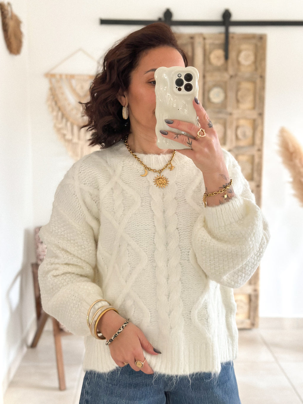 Pull Maëlys - maille épaisse douce blanc