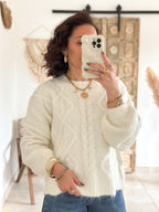 Pull Maëlys - maille épaisse douce blanc
