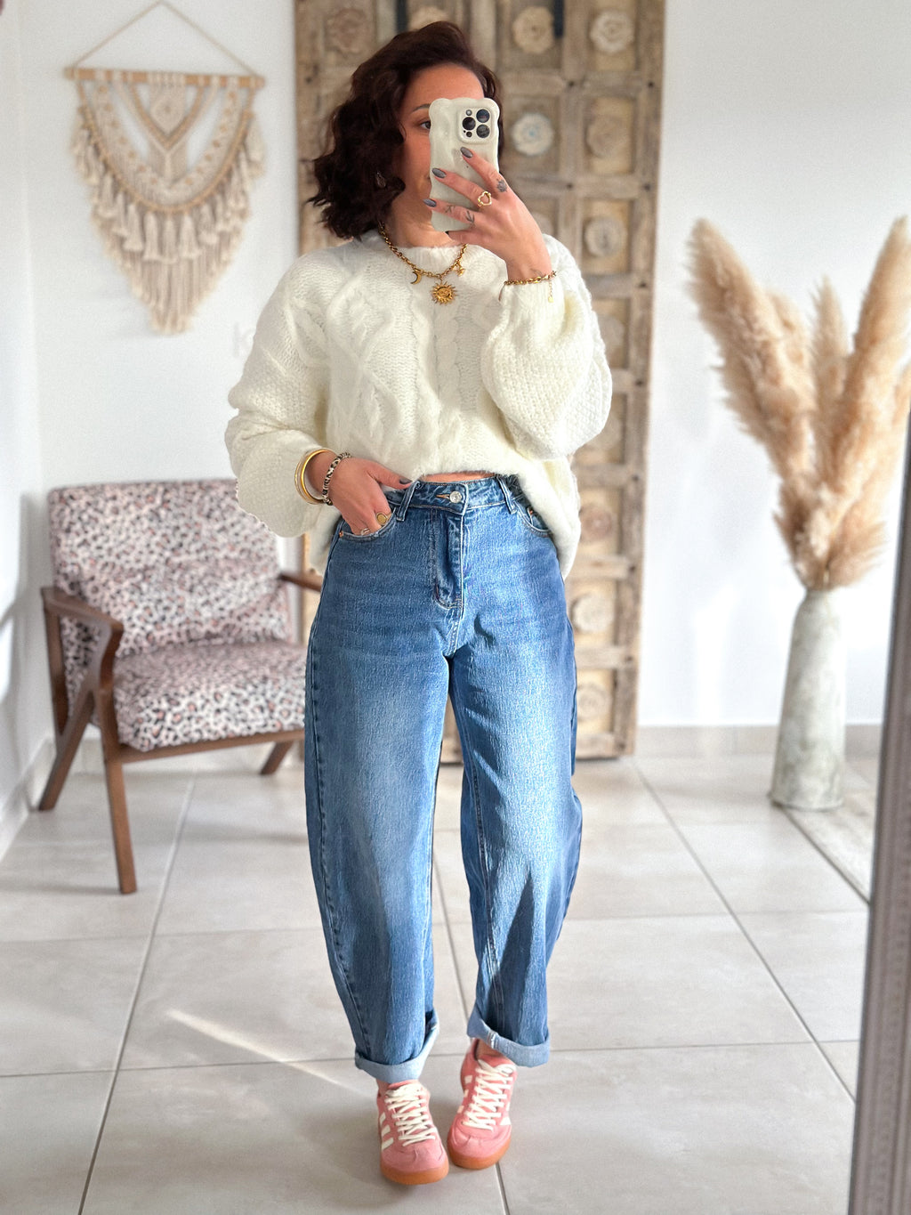 Pull Maëlys - maille épaisse douce blanc