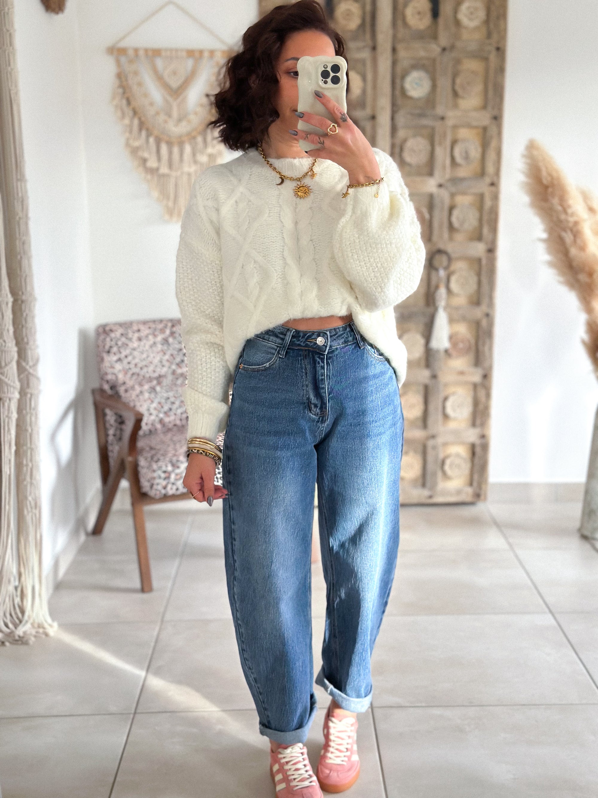 Pull Maëlys - maille épaisse douce blanc