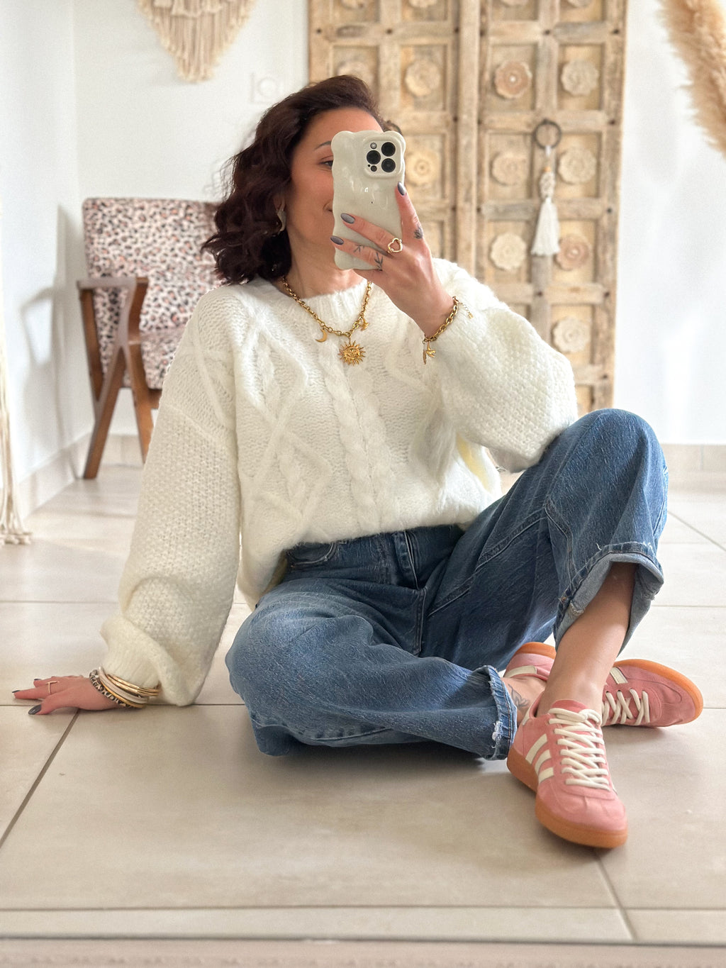 Pull Maëlys - maille épaisse douce blanc