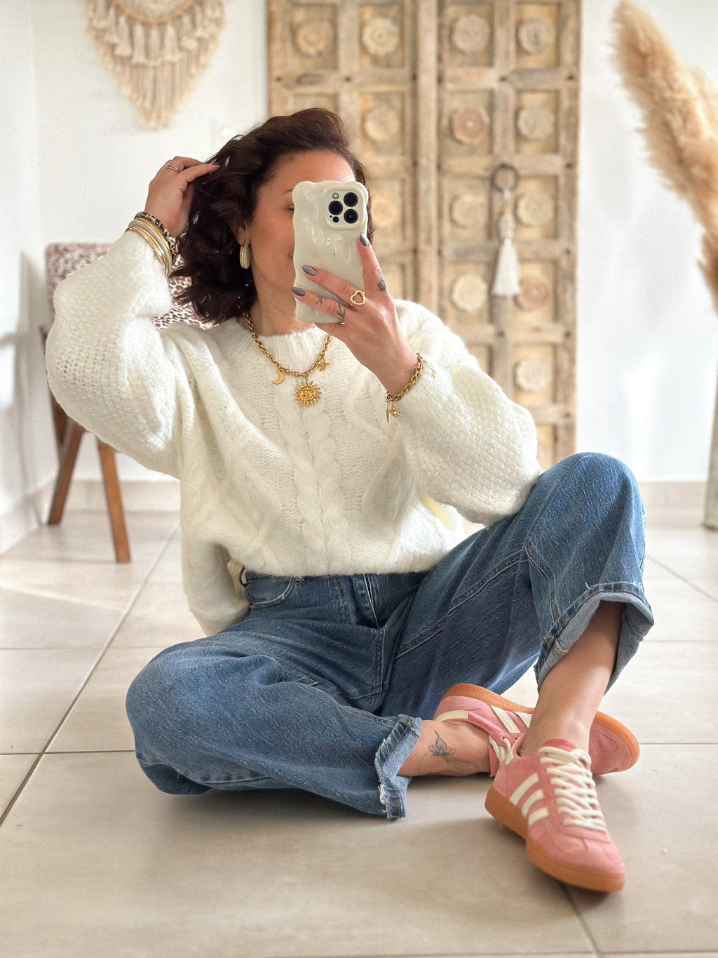 Pull Maëlys - maille épaisse douce blanc