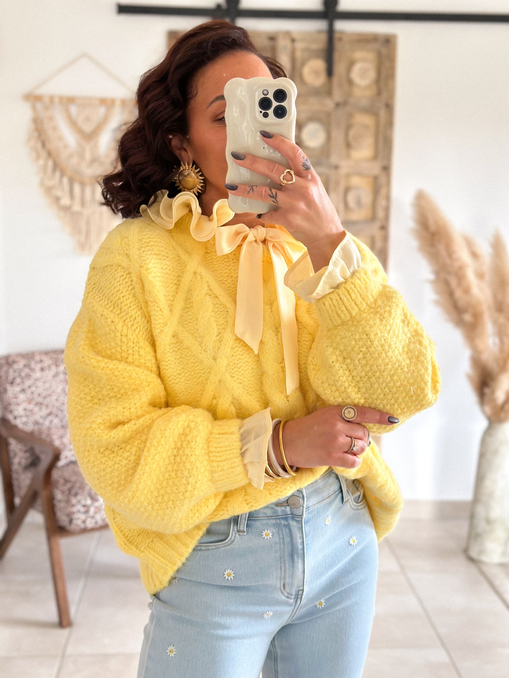 Pull Maëlys - maille épaisse douce jaune