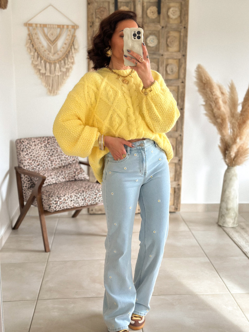 Pull Maëlys - maille épaisse douce jaune