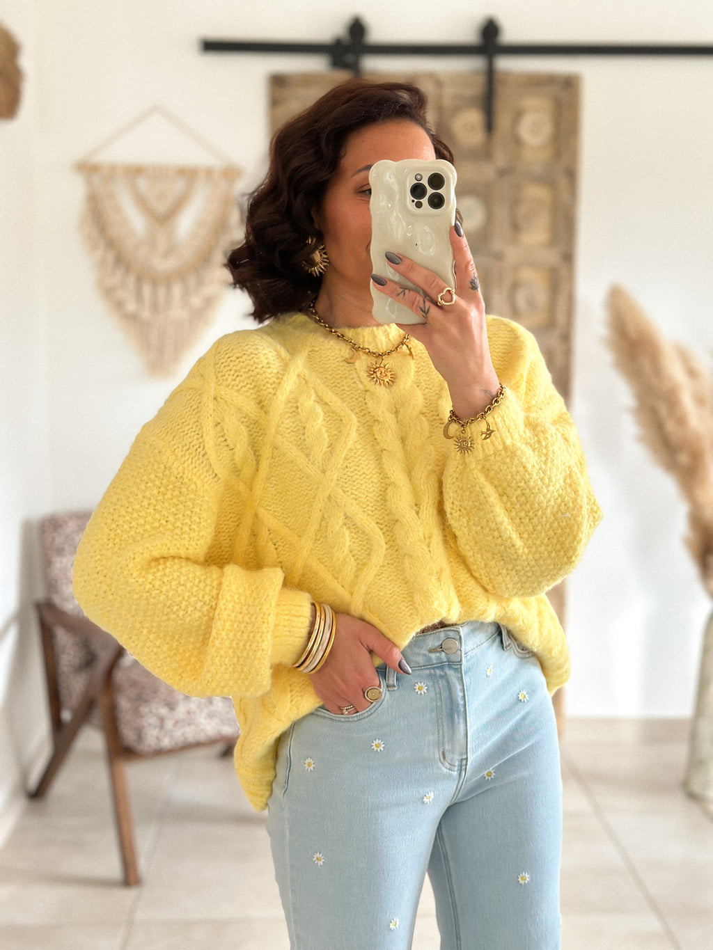 Pull Maëlys - maille épaisse douce jaune