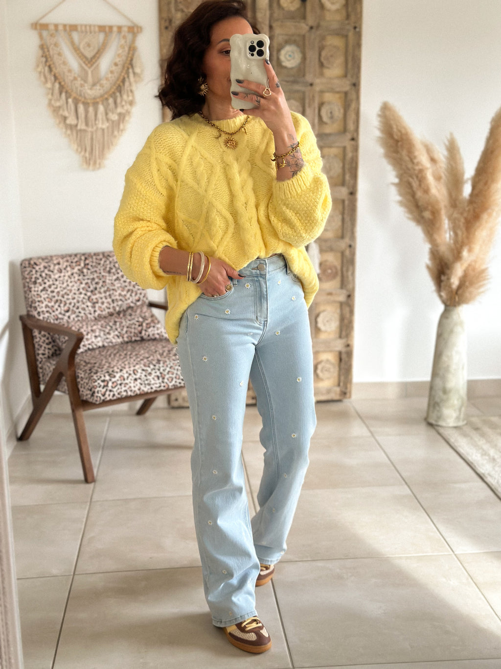 Pull Maëlys - maille épaisse douce jaune