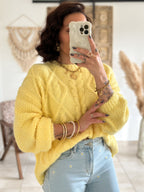 Pull Maëlys - maille épaisse douce jaune