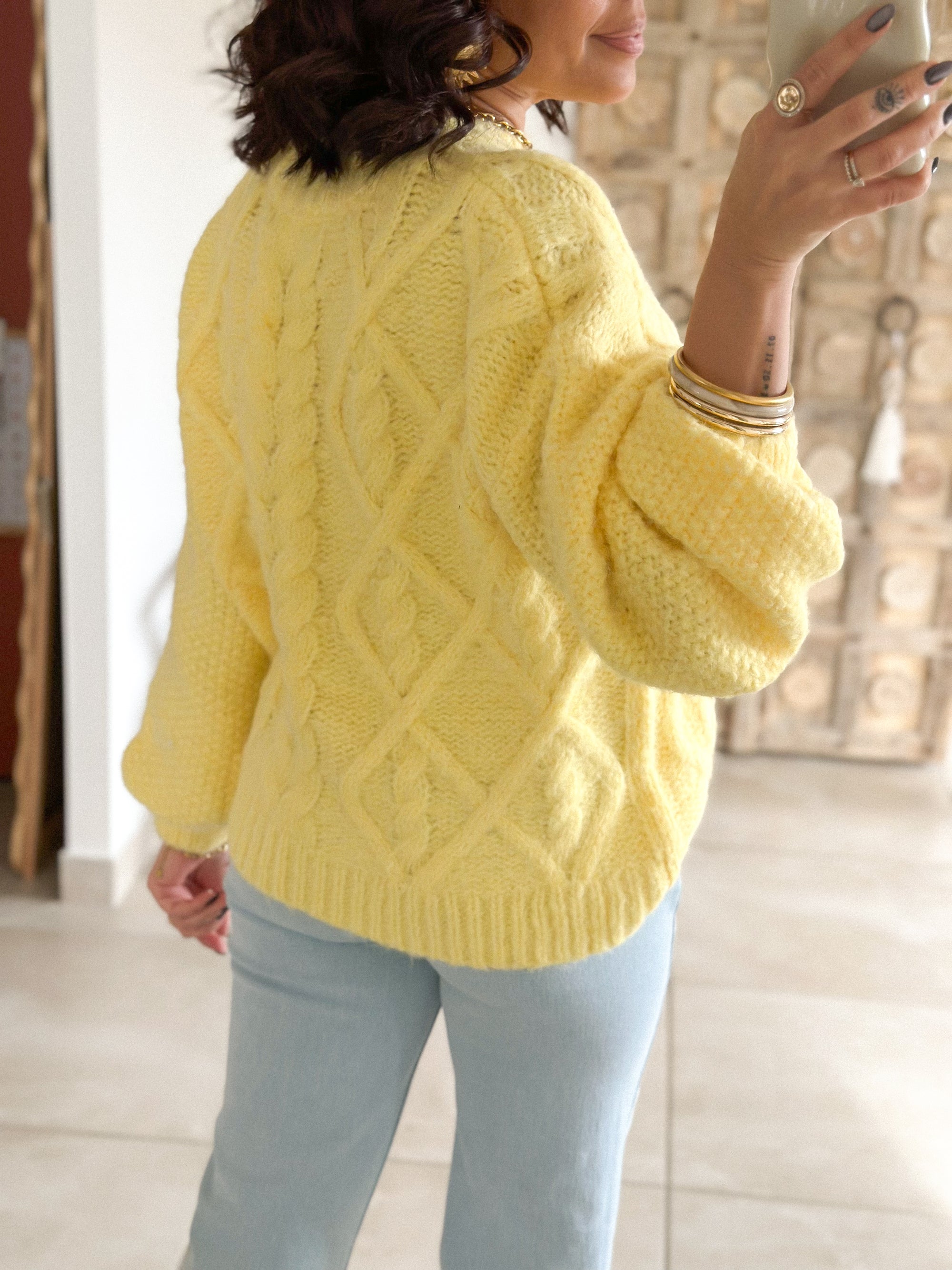 Pull Maëlys - maille épaisse douce jaune