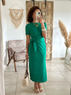 Robe Joyce - Longue à nouer vert