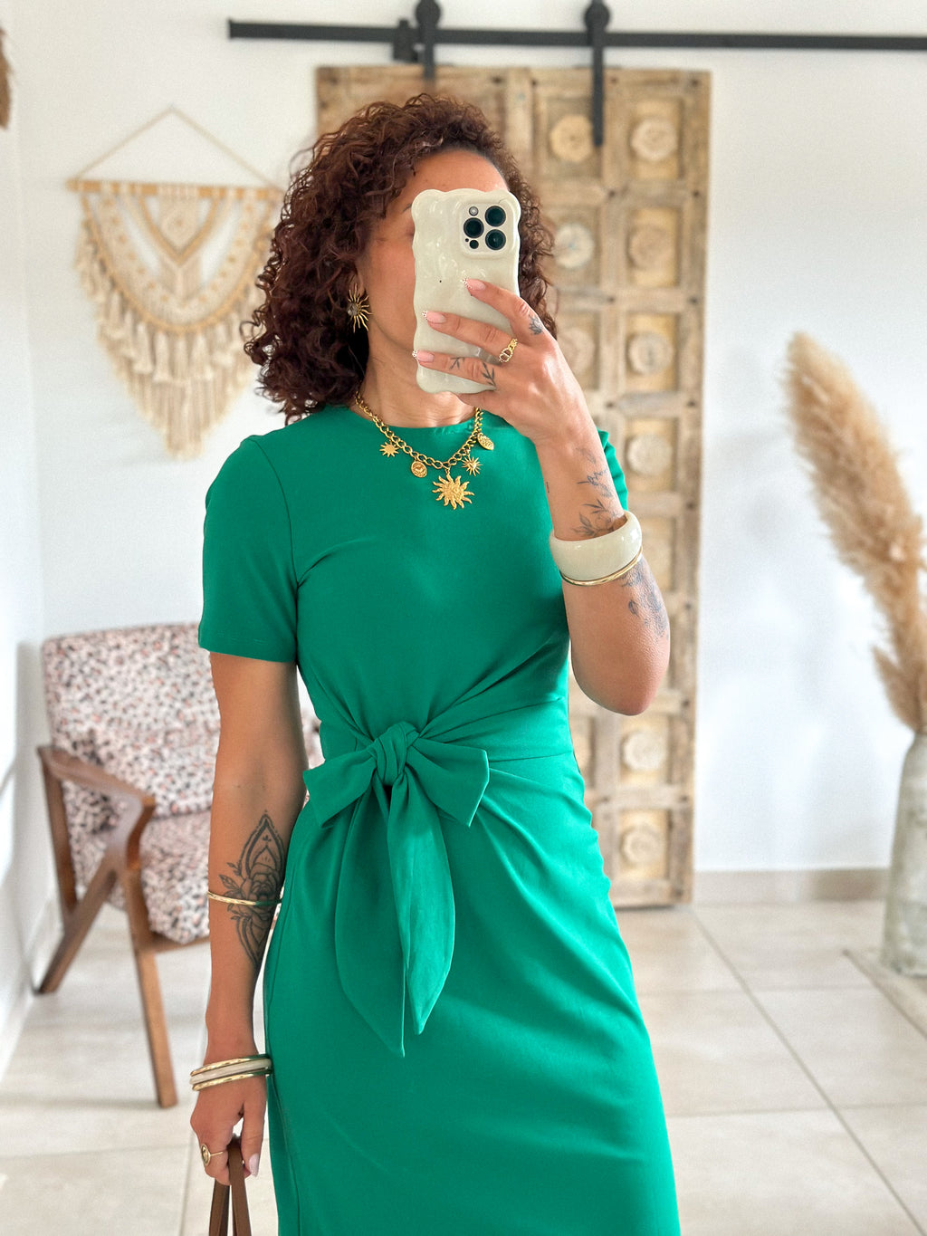 Robe Joyce - Longue à nouer vert
