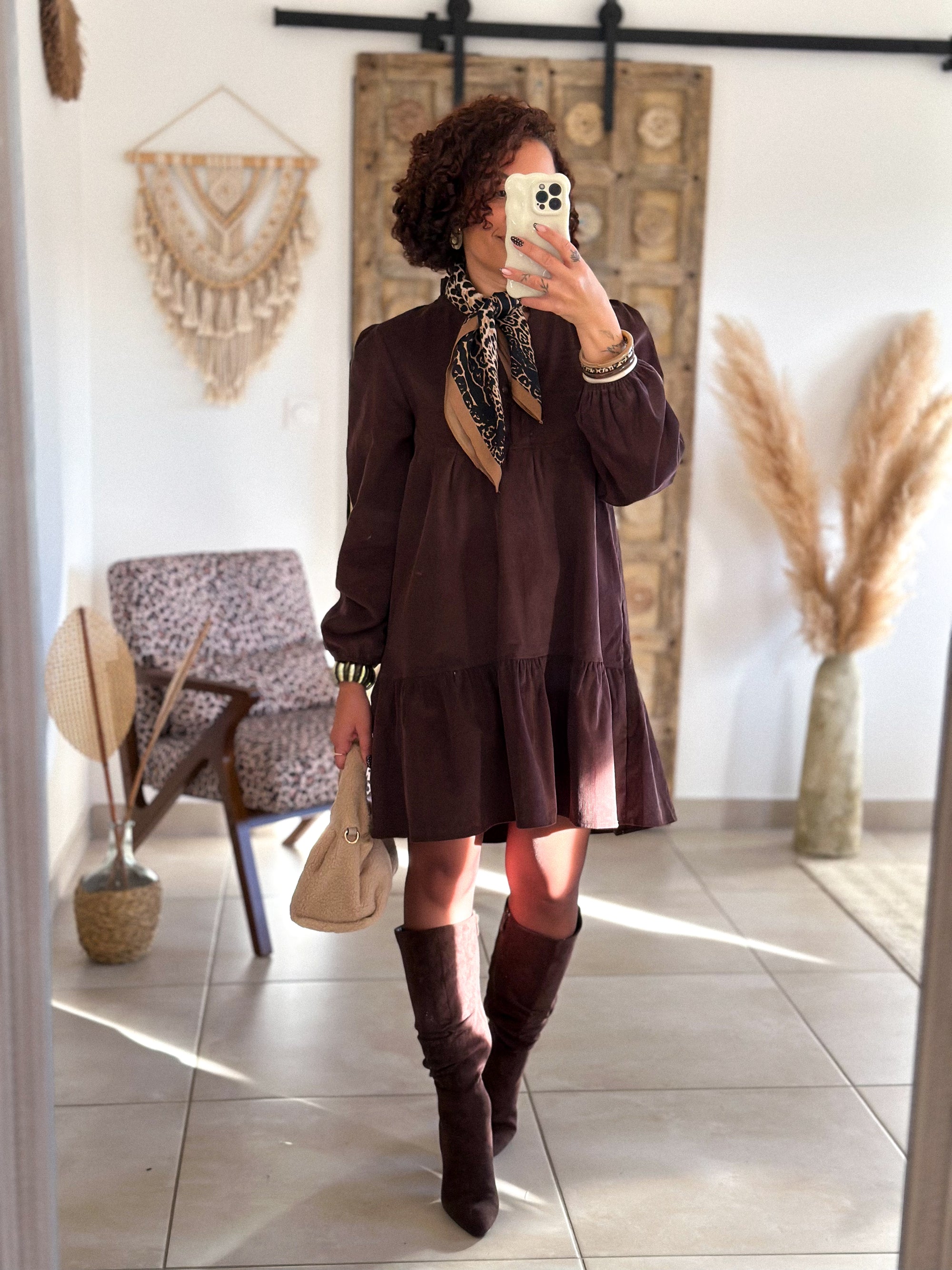 Robe Dalia - Velours marron