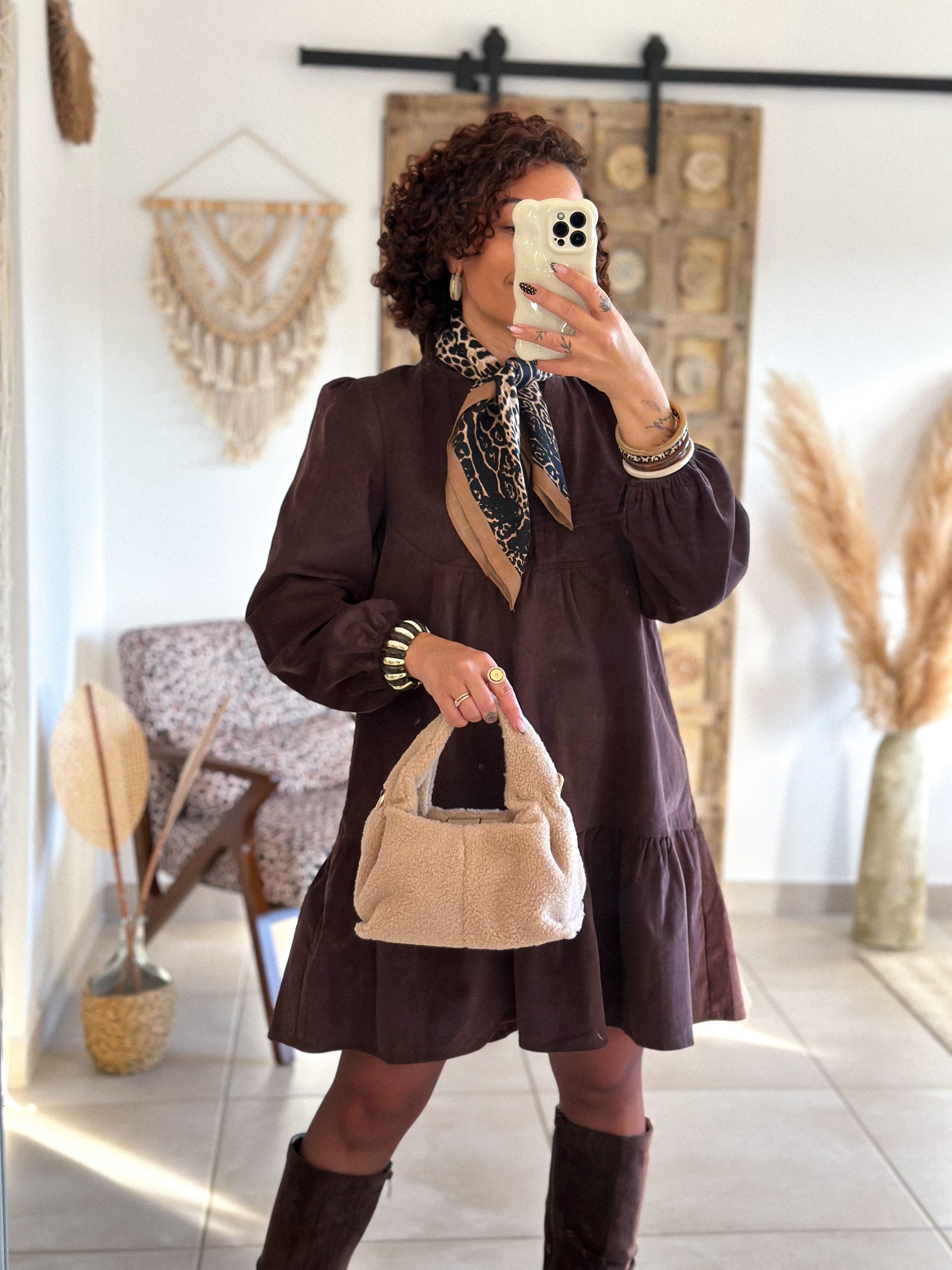 Robe Dalia - Velours marron