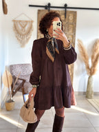 Robe Dalia - Velours marron