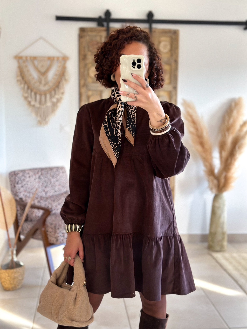 Robe Dalia - Velours marron