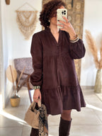Robe Dalia - Velours marron