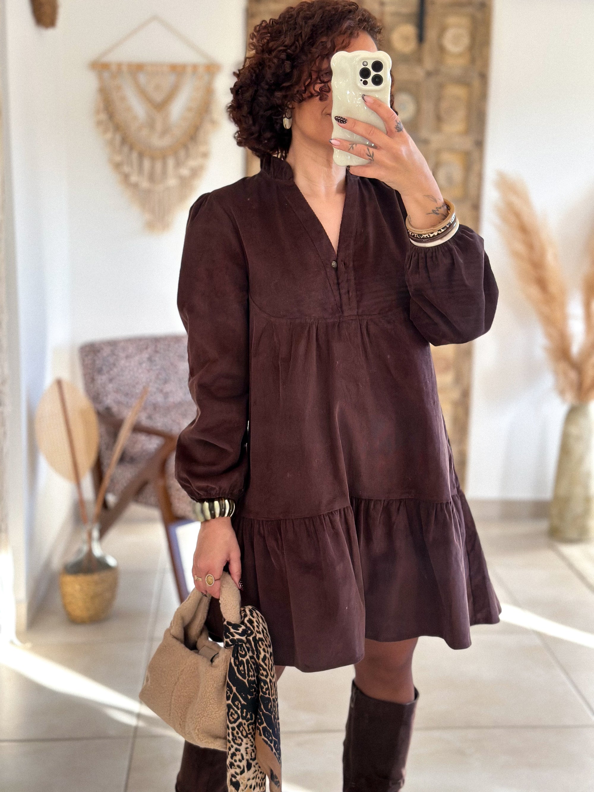 Robe Dalia - Velours marron