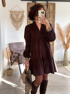 Robe Dalia - Velours marron