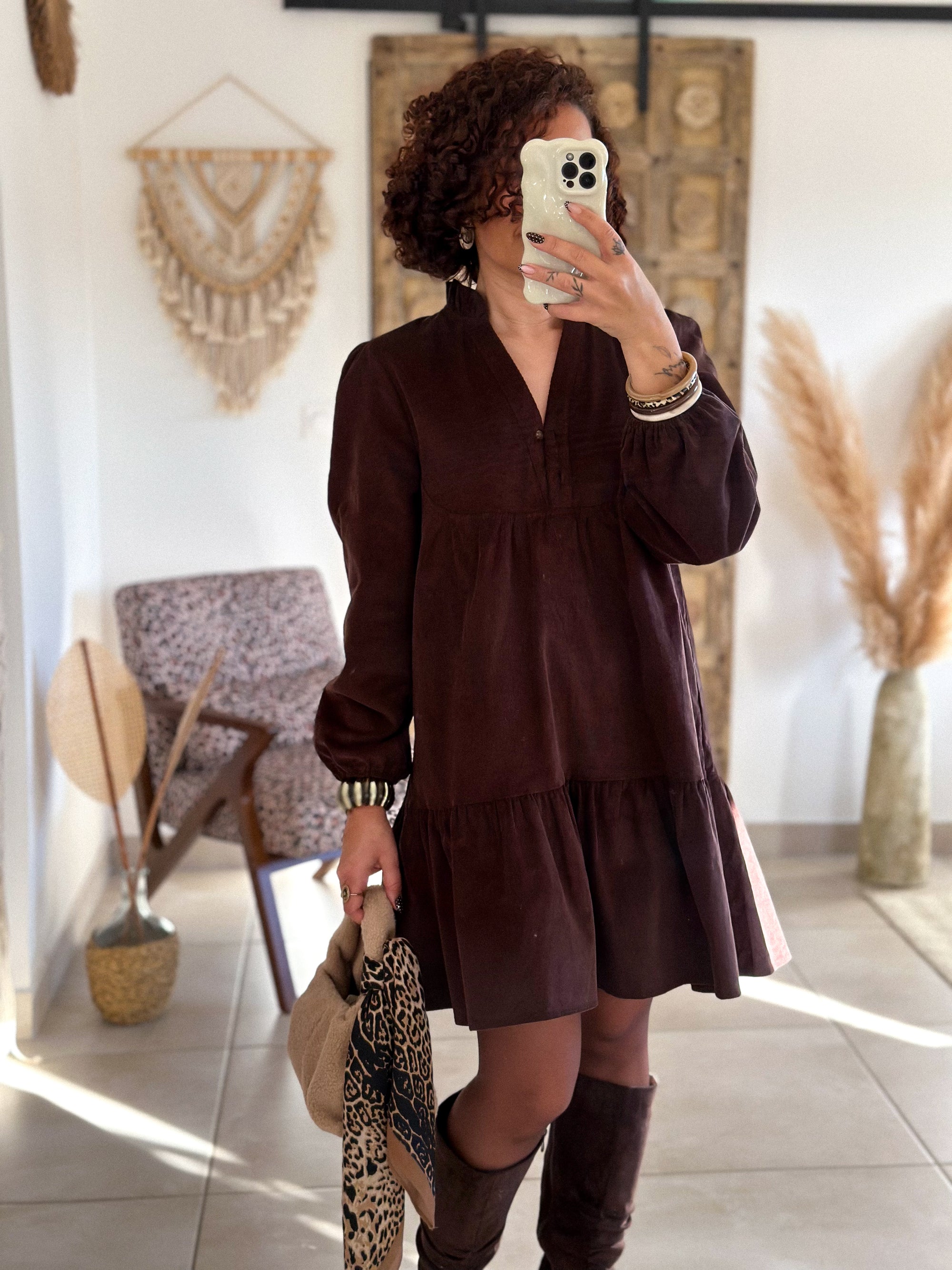 Robe Dalia - Velours marron