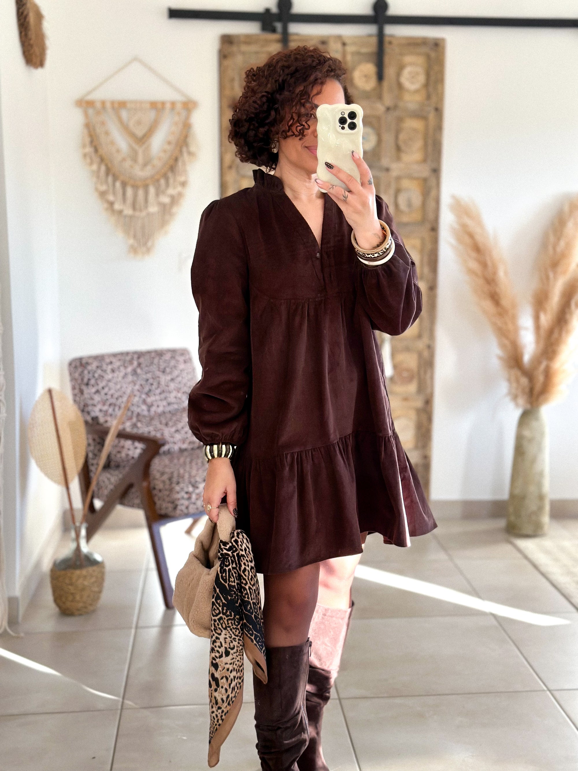 Robe Dalia - Velours marron