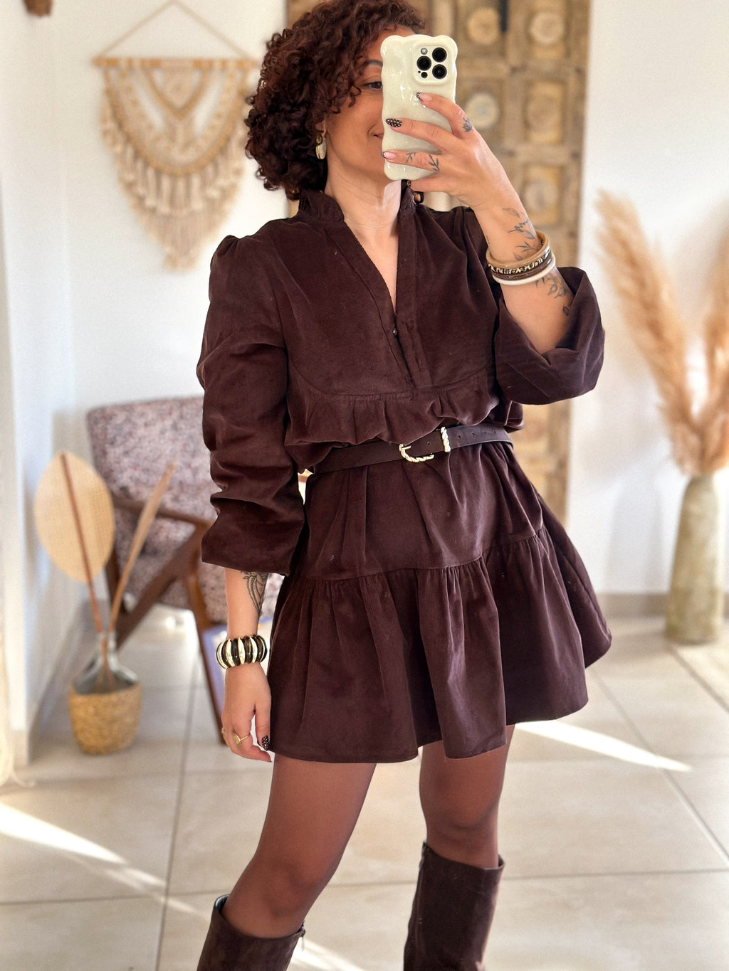 Robe Dalia - Velours marron