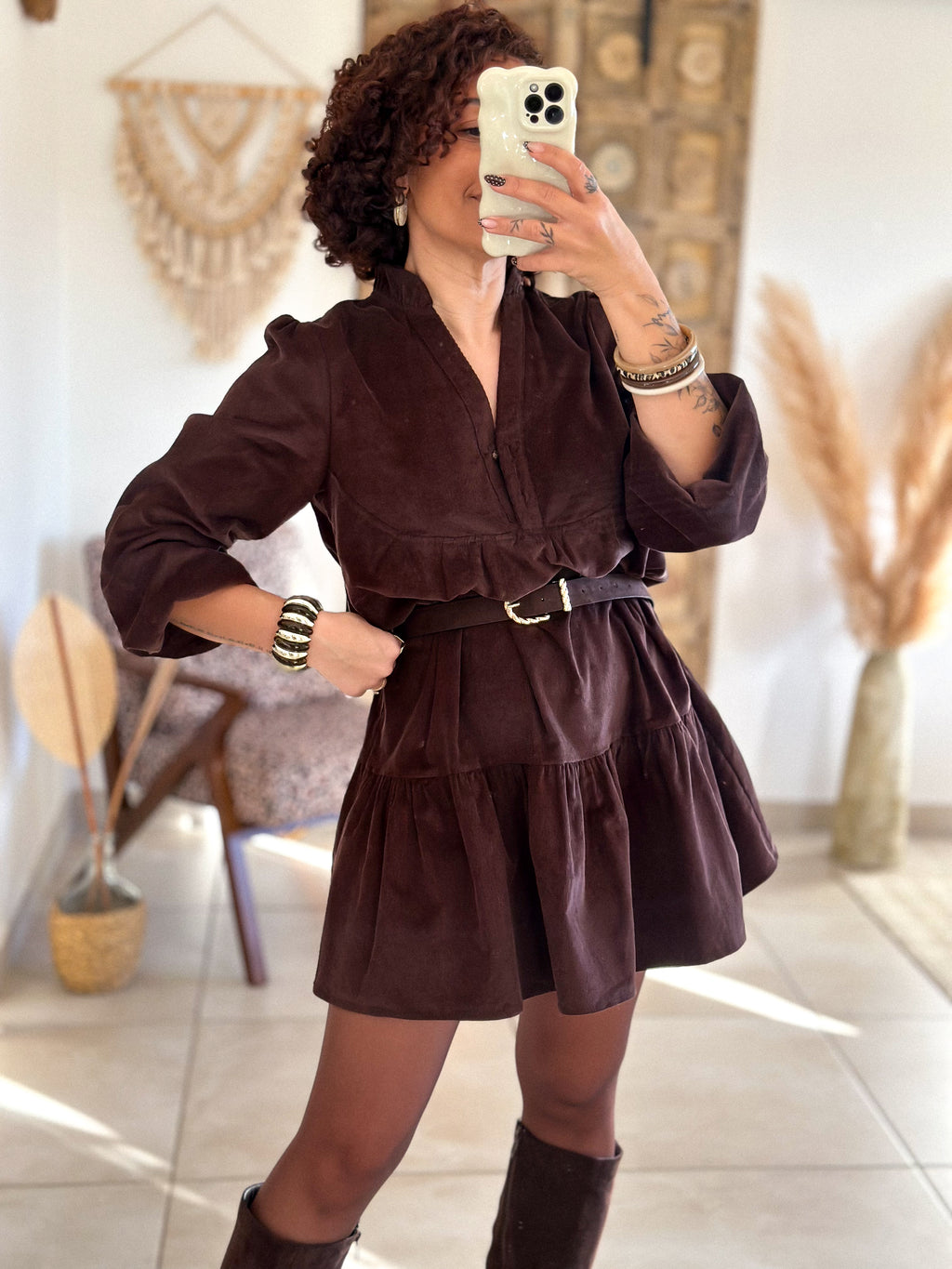Robe Dalia - Velours marron