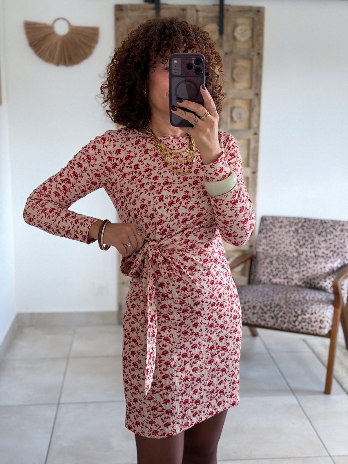 Robe Florine - Fleurs rouges