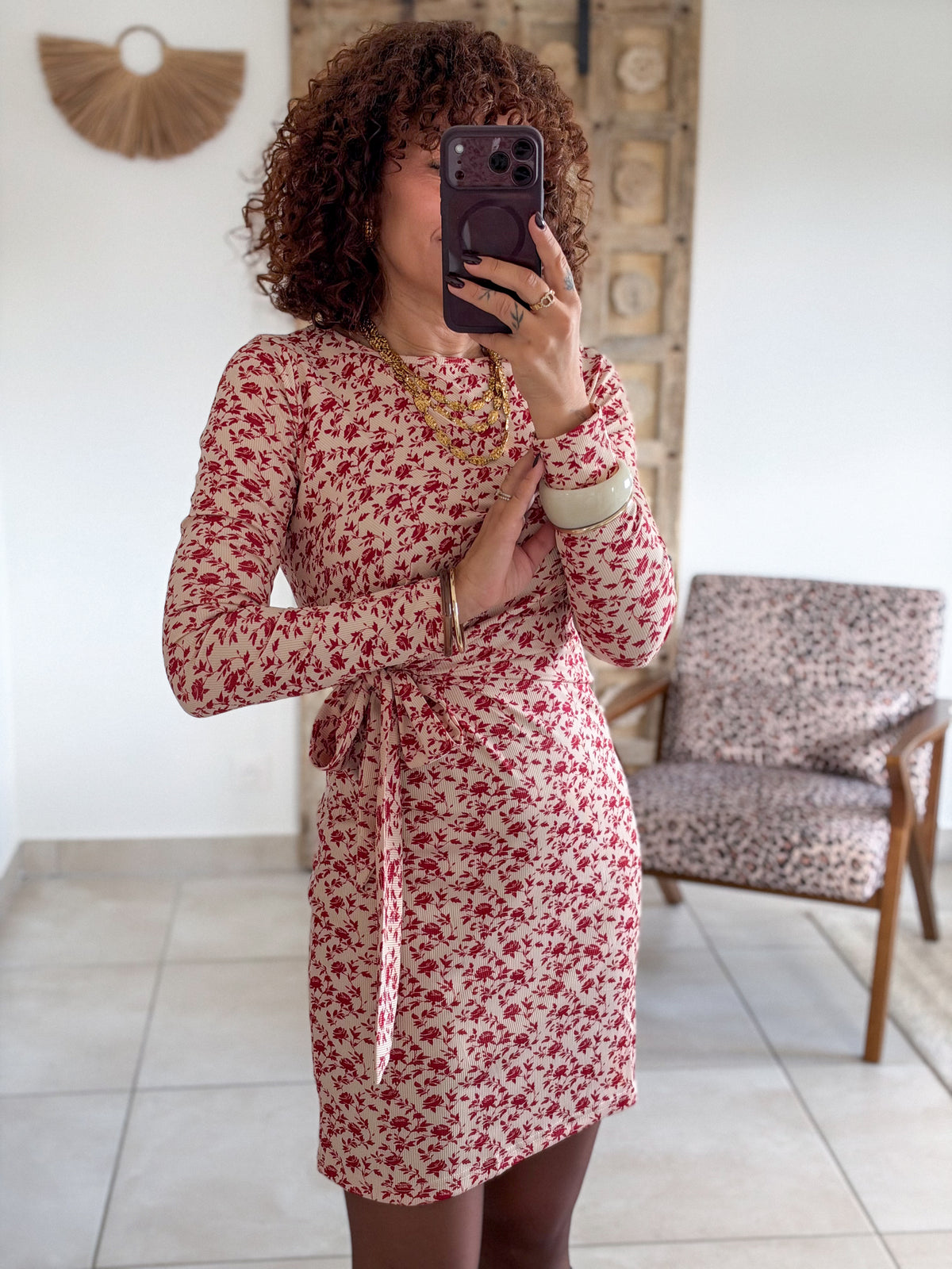 Robe Florine - Fleurs rouges
