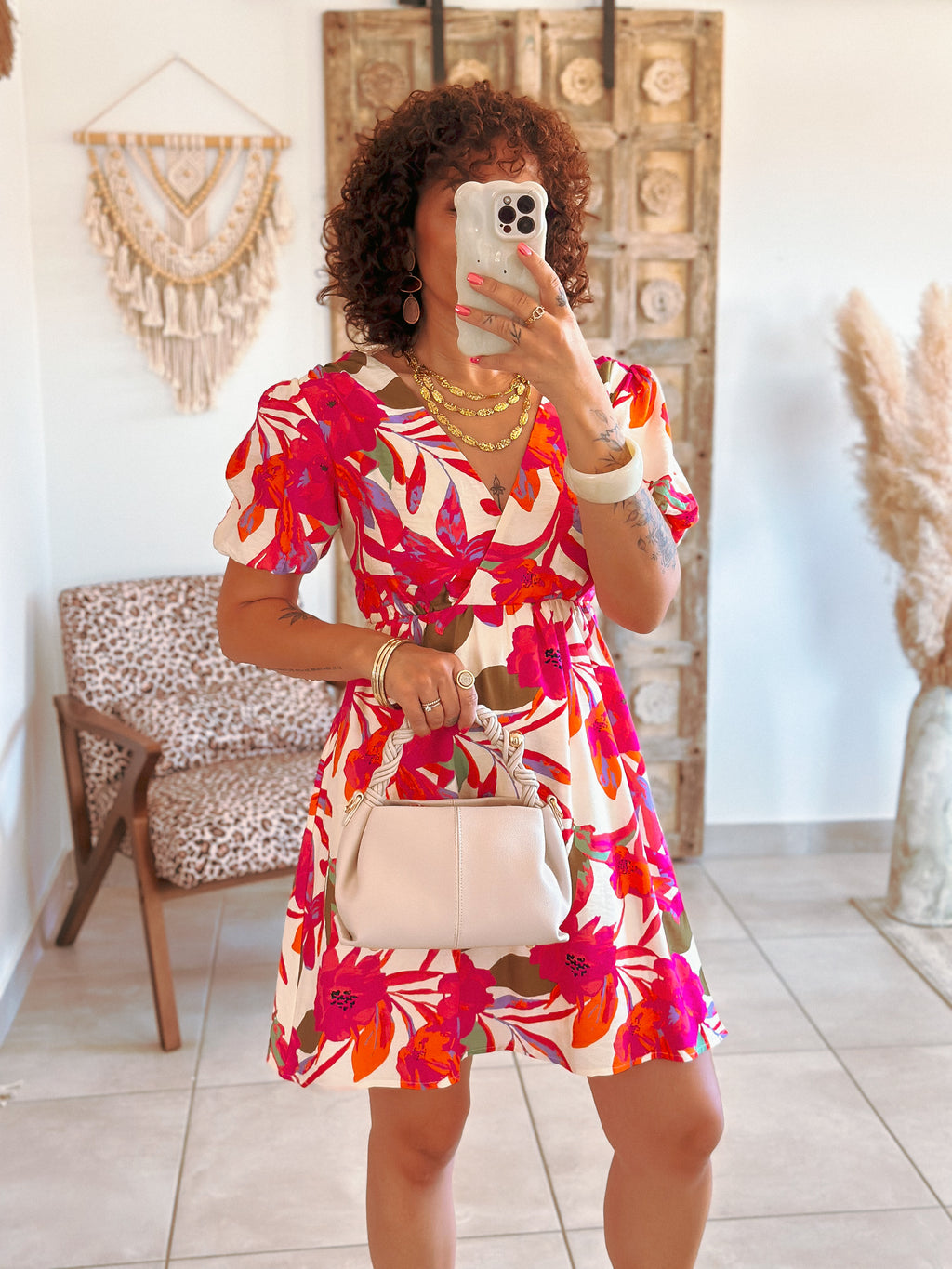 Robe Georgina - Courte fleurie