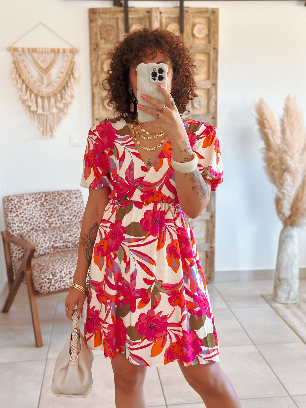 Robe Georgina - Courte fleurie