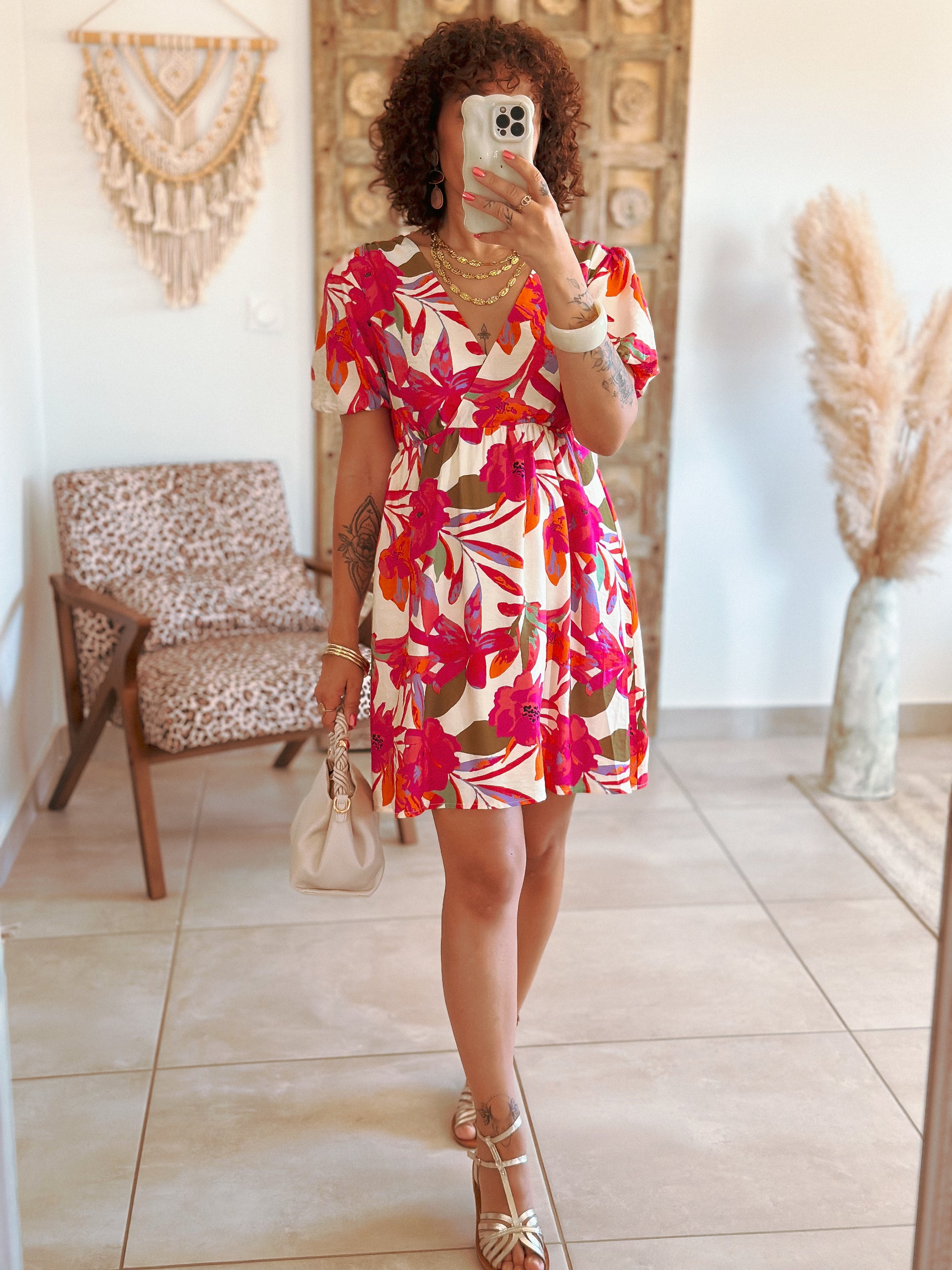 Robe Georgina - Courte fleurie