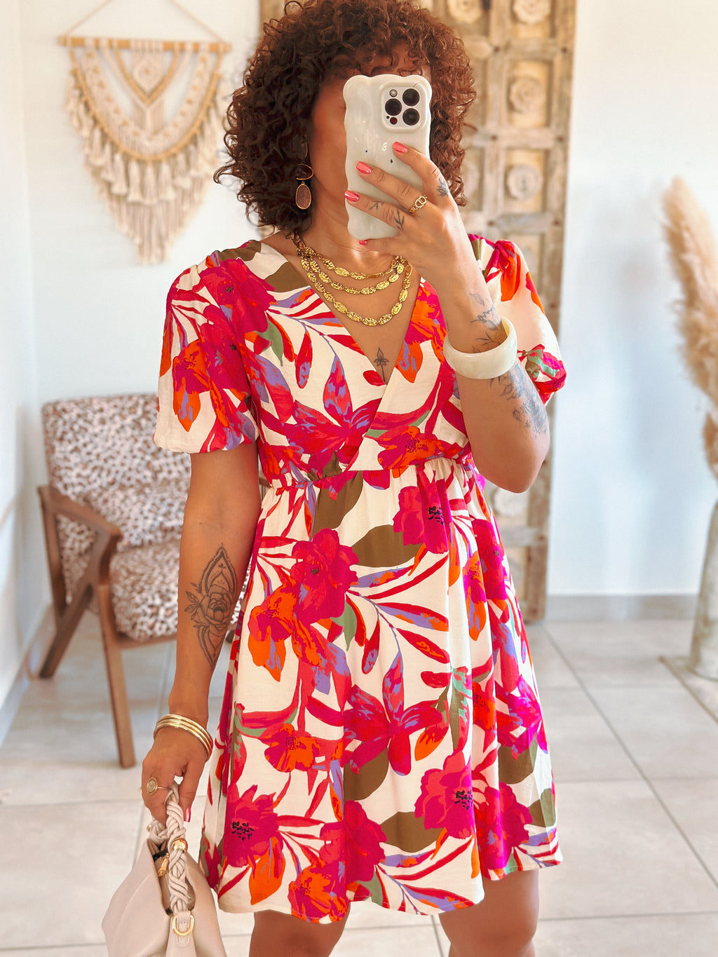 Robe Georgina - Courte fleurie