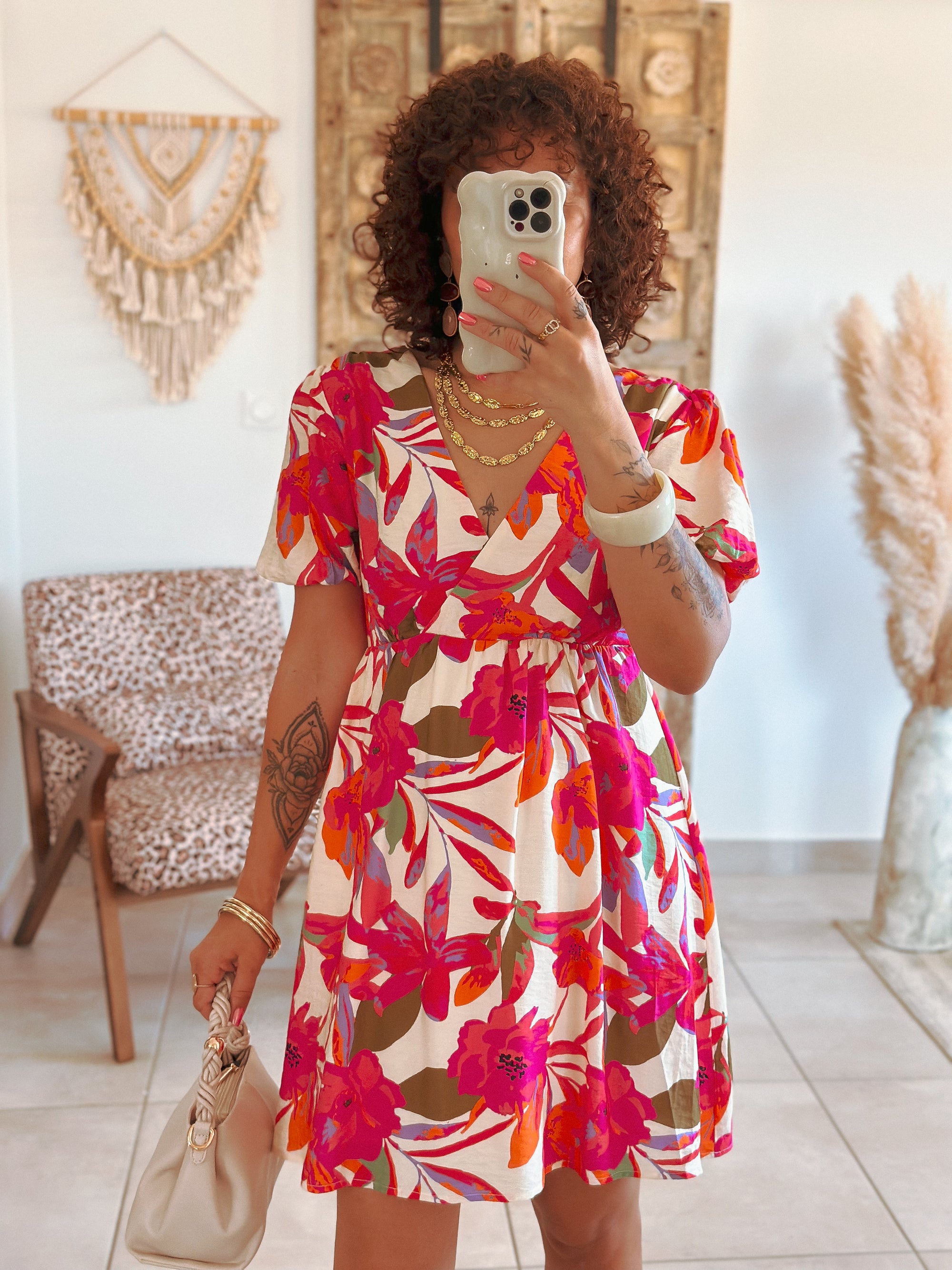 Robe Georgina - Courte fleurie