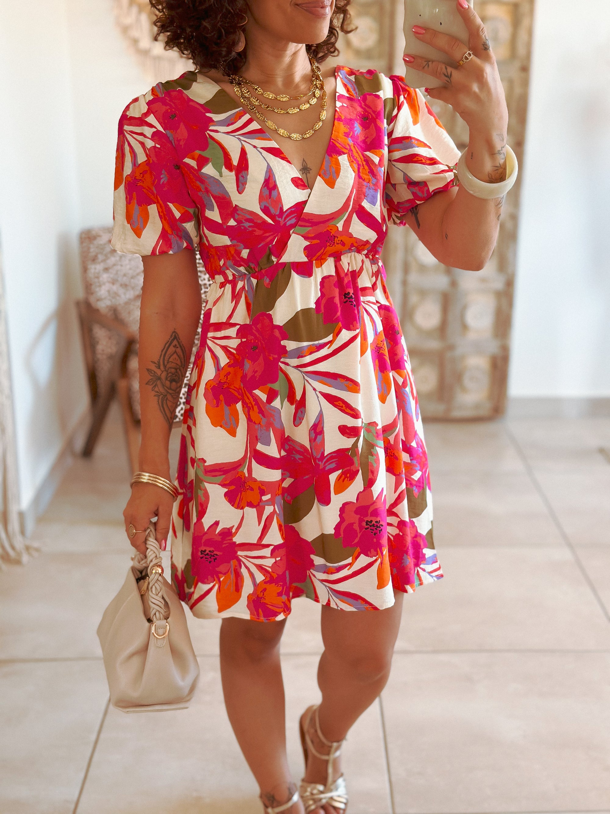 Robe Georgina - Courte fleurie
