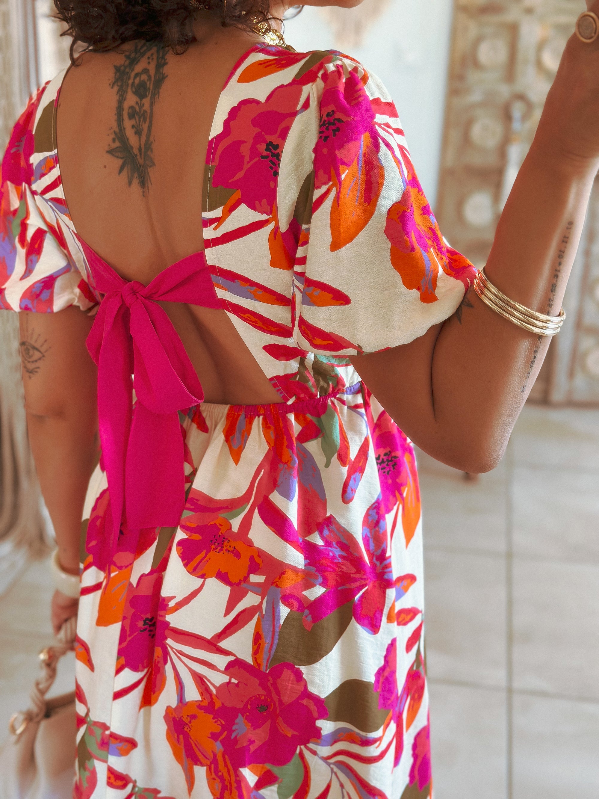Robe Georgina - Courte fleurie