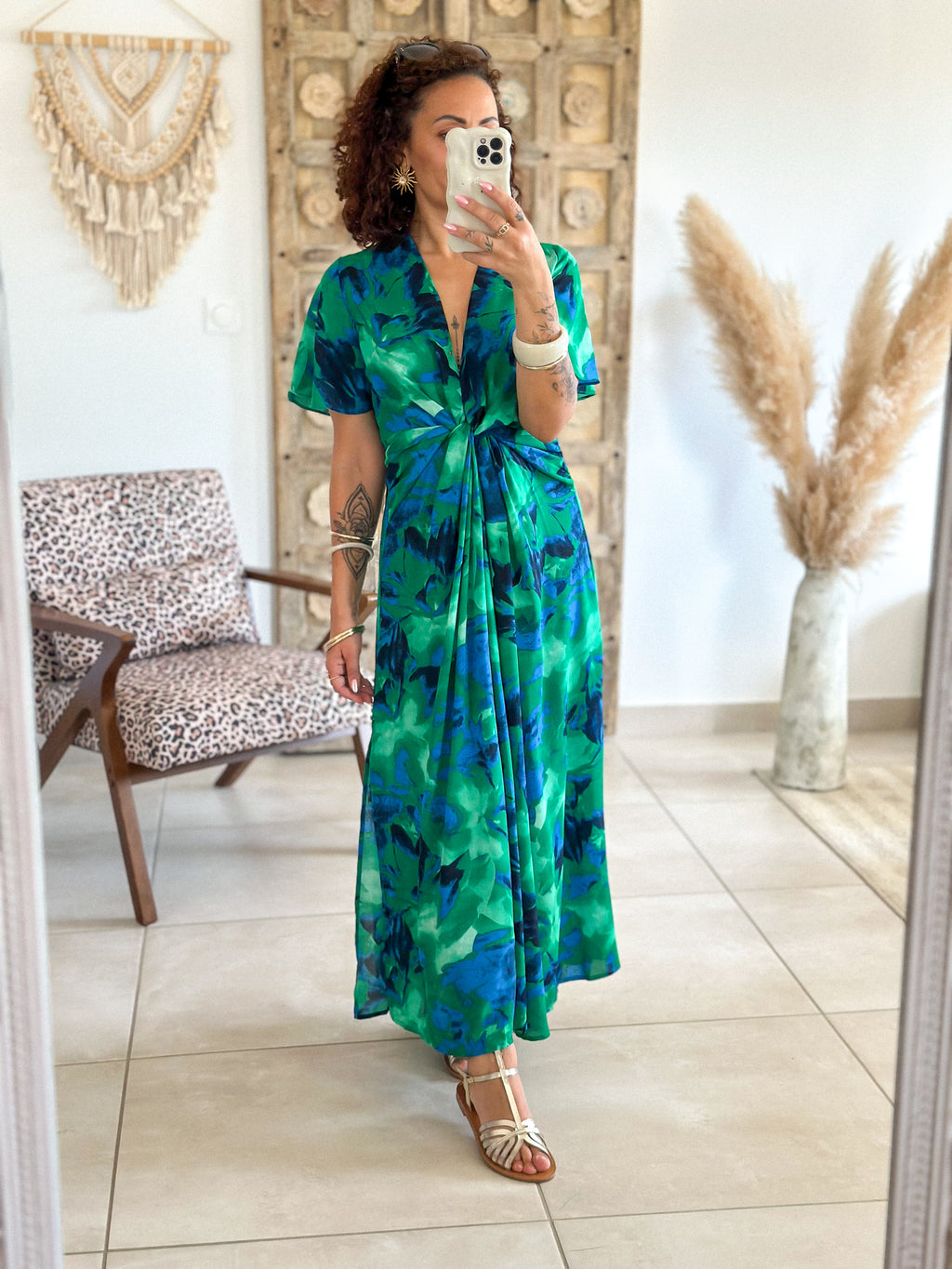 Robe Gloria - Imprimé vert