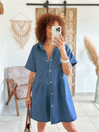 Robe Grace - Jean bleu boutons coeur