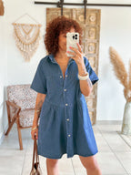 Robe Grace - Jean bleu boutons coeur