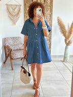 Robe Grace - Jean bleu boutons coeur