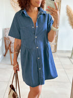 Robe Grace - Jean bleu boutons coeur