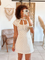 Robe India - Blanche à pois
