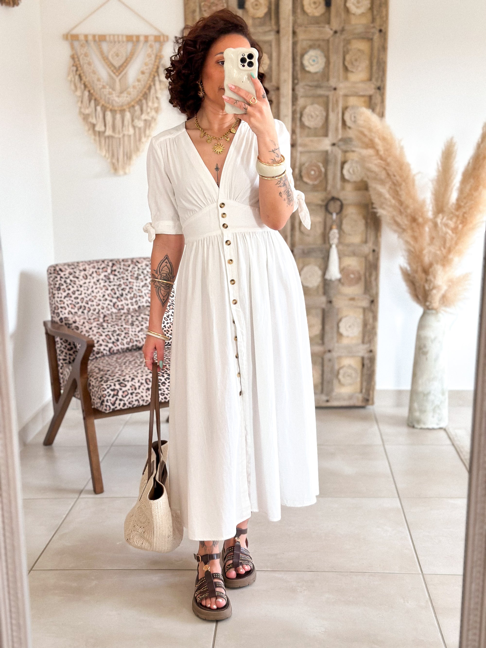Robe Eloïse - Longue en jean blanc