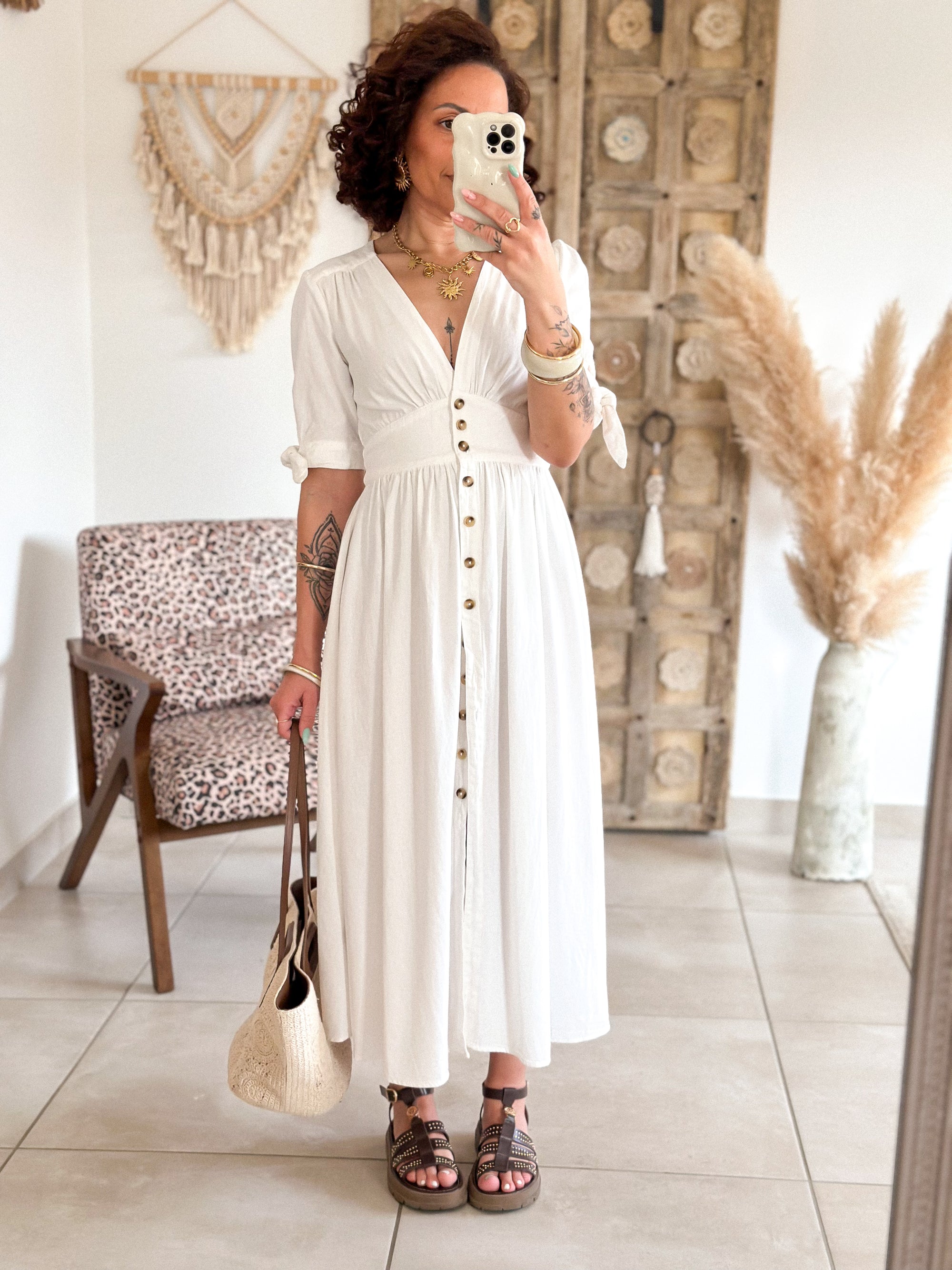 Robe Eloïse - Longue en jean blanc