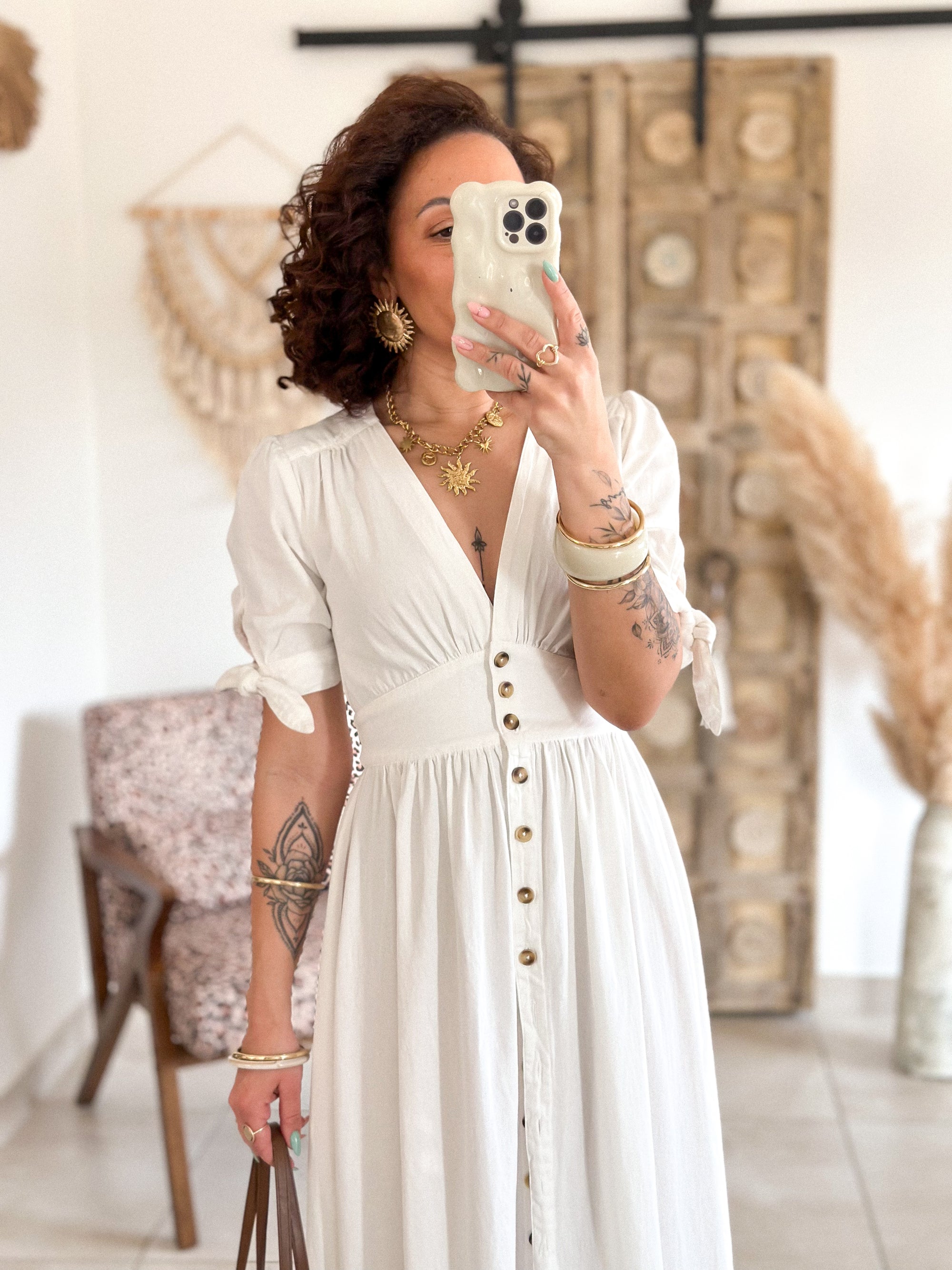 Robe Eloïse - Longue en jean blanc
