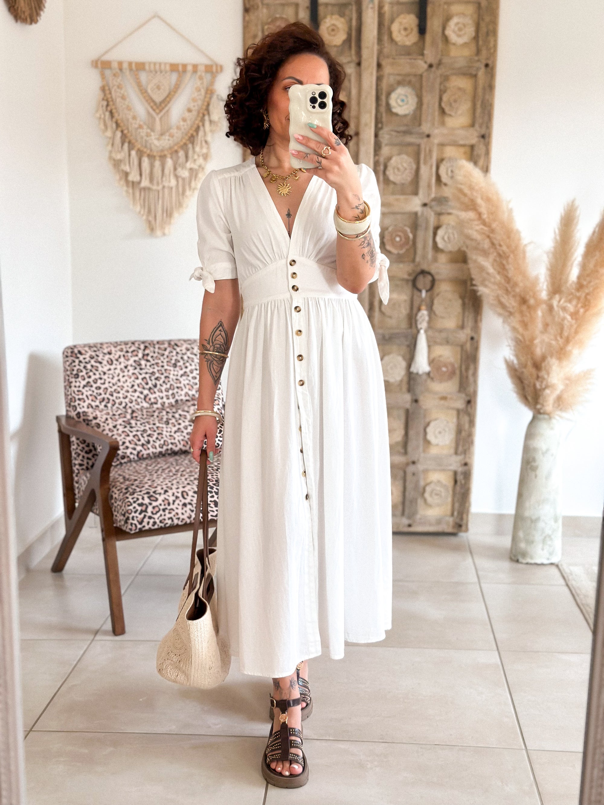 Robe Eloïse - Longue en jean blanc
