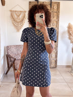 Robe Oriane - Jean bleu à pois
