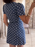 Robe Oriane - Jean bleu à pois